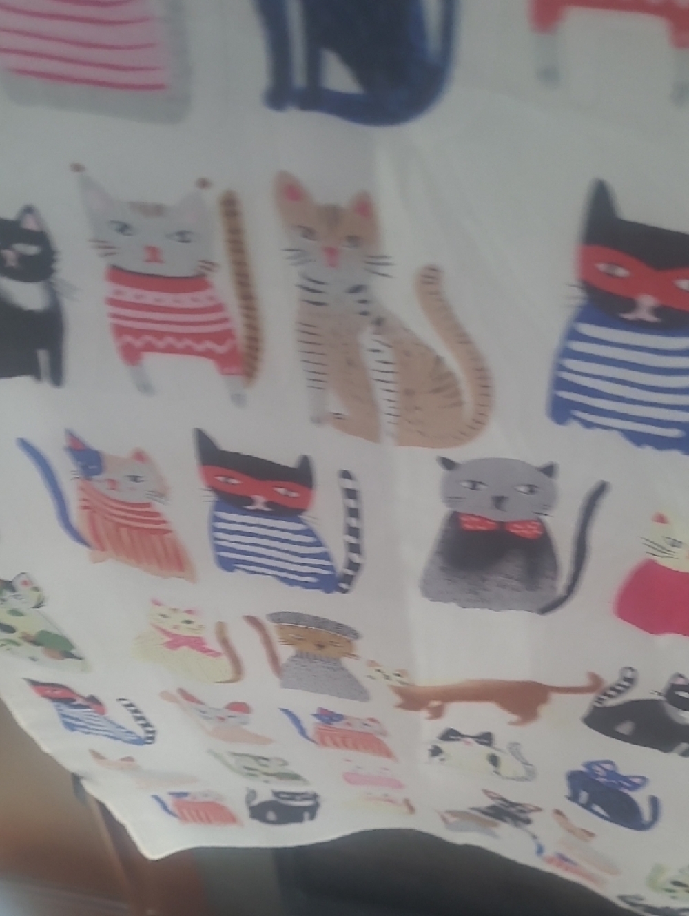 Playful Multi-Color Cat Print Scarf Wrap - Cream Base. 36 X 72 - Picture 9 of 10